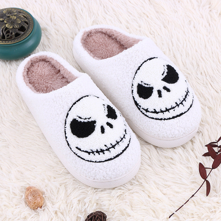 Halloween skull home slippers indoor funny non-slip home shoes winter warm bedroom slippers for women and men