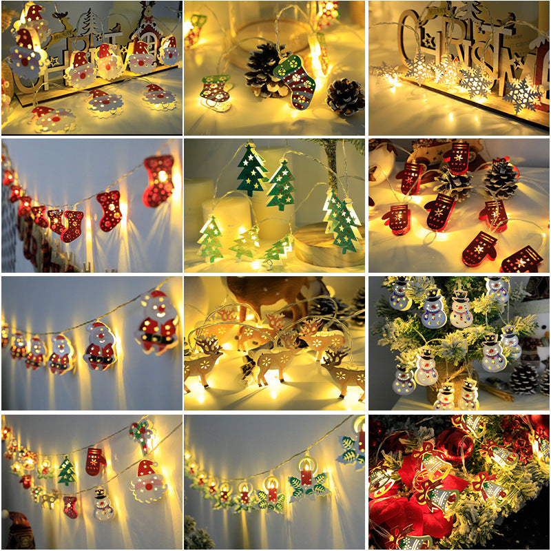 LED Battery Light String Christmas Tree Deer Christmas Stocking