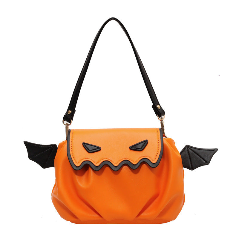 Funny crossbody bag Halloween pumpkin cartoon shoulder bag with small wings personality creative women's handbag