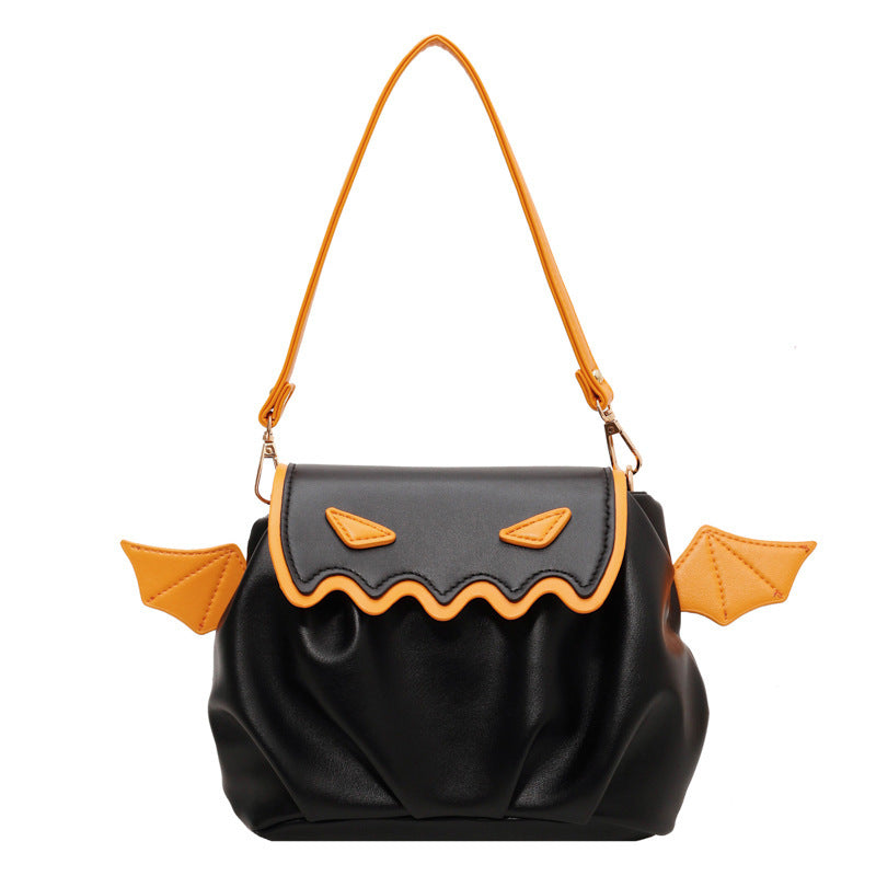 Funny crossbody bag Halloween pumpkin cartoon shoulder bag with small wings personality creative women's handbag