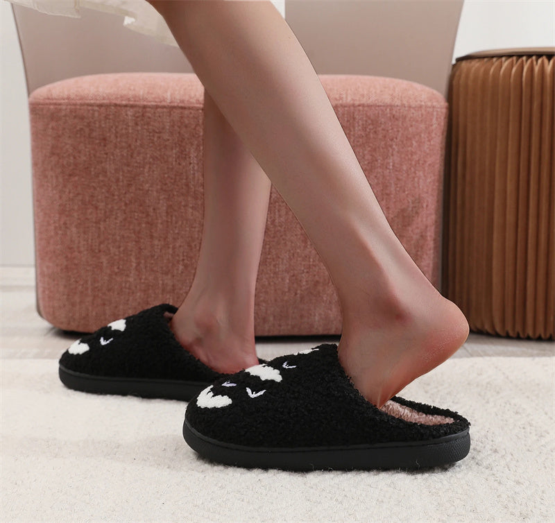 Funny Bat Slippers Halloween Pumpkin Flat Indoor Shoes for Women Men Soft Plush Comfortable Horror Fashion Halloween Gift