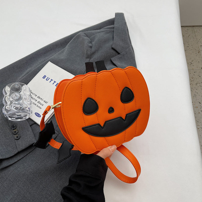 2024 Halloween Bags Funny Pumpkin Cartoon Shoulder Messenger Bags with Bats Personality Creative Women's Bags