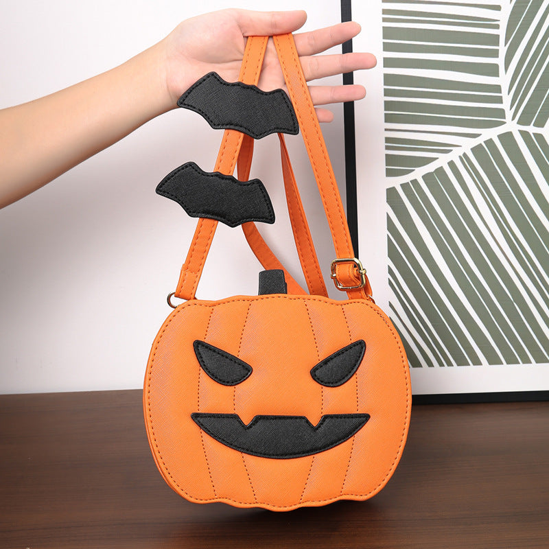 2024 Halloween Bags Funny Pumpkin Cartoon Shoulder Messenger Bags with Bats Personality Creative Women's Bags