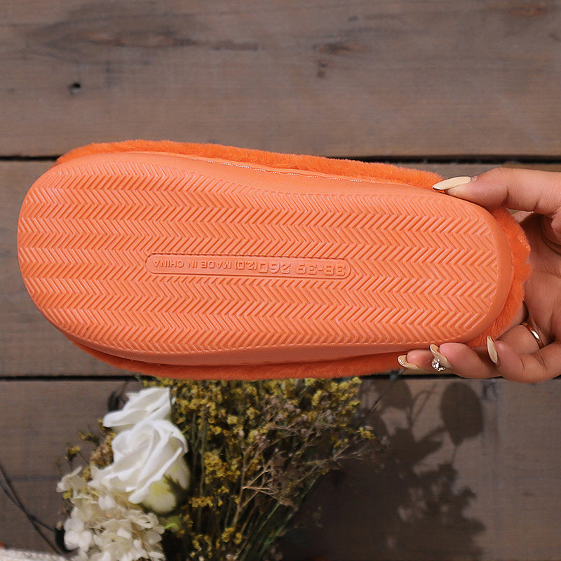 Cute Halloween Pumpkin Slippers Winter Warm Plush Bedroom Floor Home Slippers Casual Slip-on Comfortable Indoor Home Shoes