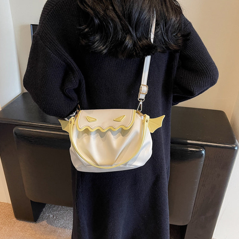 Funny crossbody bag Halloween pumpkin cartoon shoulder bag with small wings personality creative women's handbag