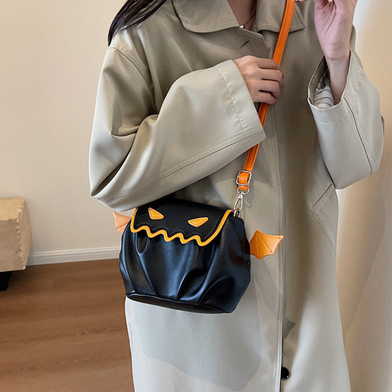 Funny crossbody bag Halloween pumpkin cartoon shoulder bag with small wings personality creative women's handbag