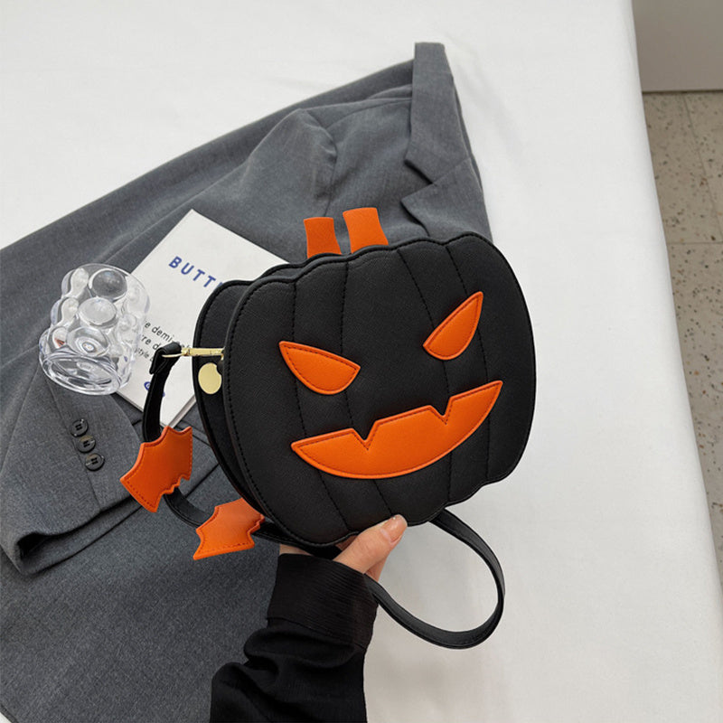 2024 Halloween Bags Funny Pumpkin Cartoon Shoulder Messenger Bags with Bats Personality Creative Women's Bags