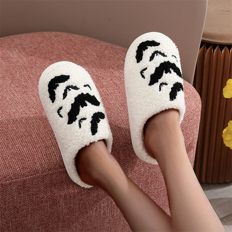 Funny Bat Slippers Halloween Pumpkin Flat Indoor Shoes for Women Men Soft Plush Comfortable Horror Fashion Halloween Gift