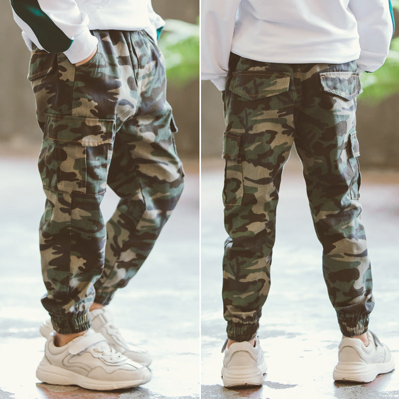 Children's sports military camouflage casual pants