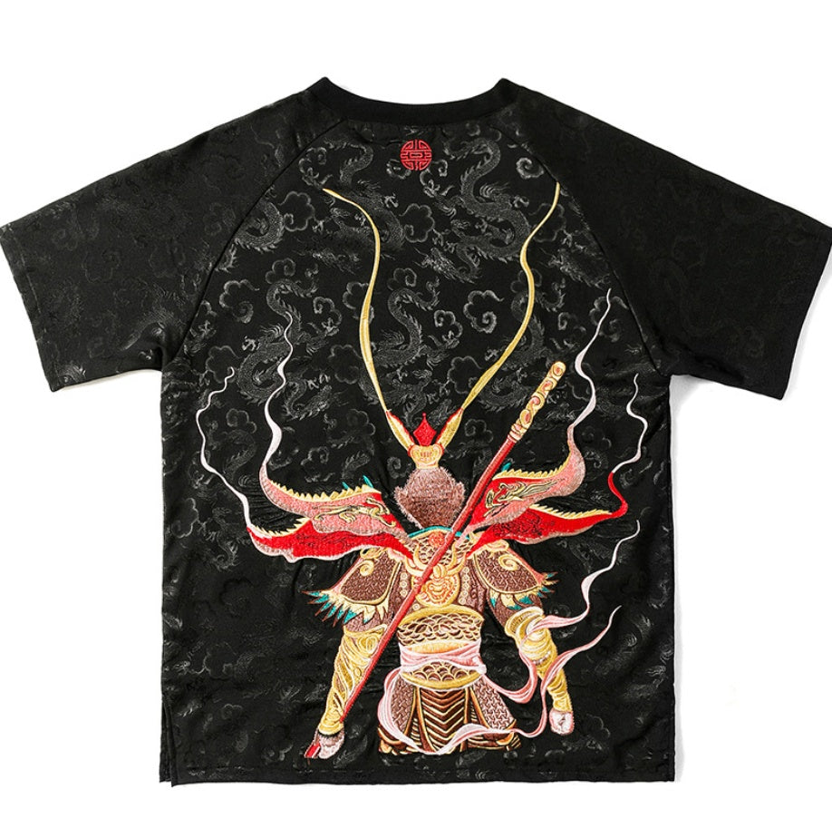 Embroidered Monkey King Retro Dragon T-shirt