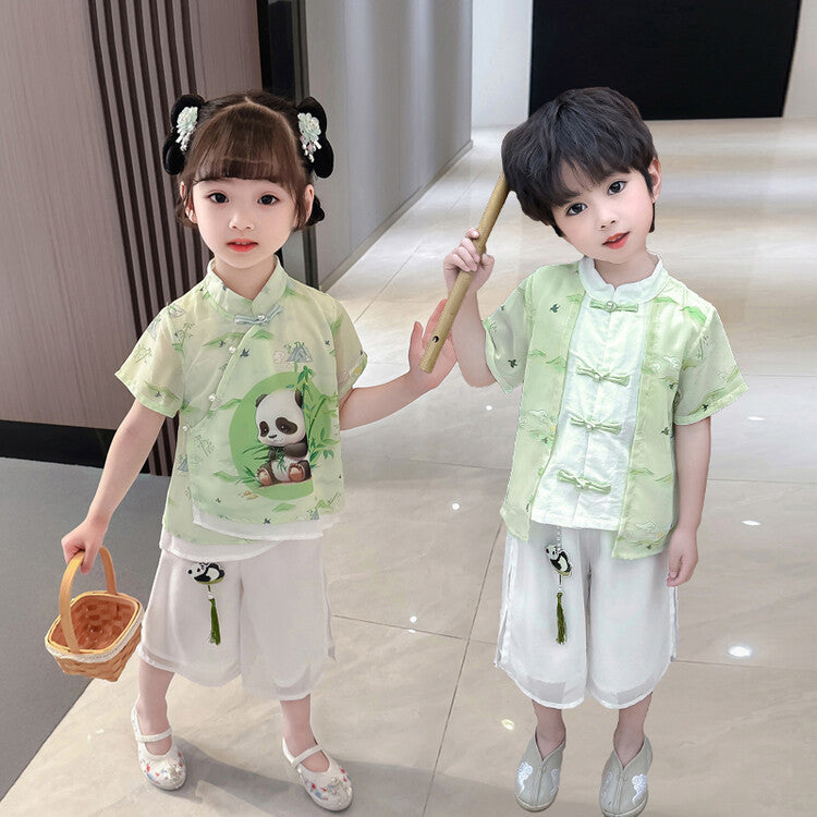 Boys And Girls Tang Costume Han Costume Chinese Style Two-piece Set