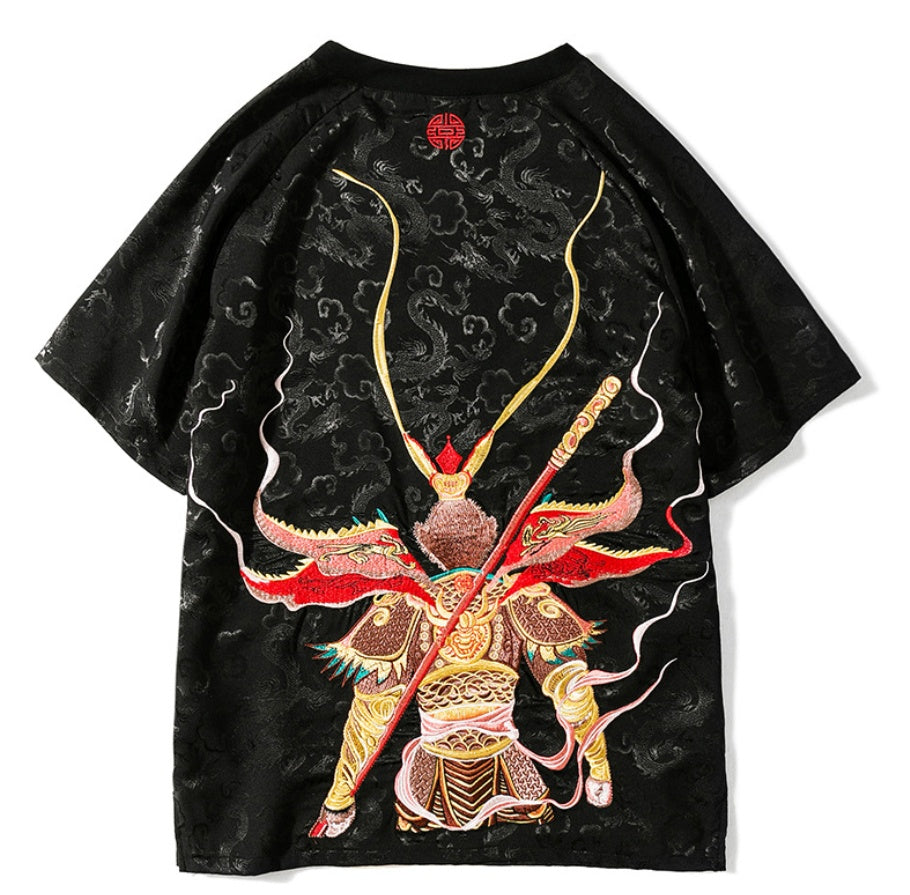 Embroidered Monkey King Retro Dragon T-shirt