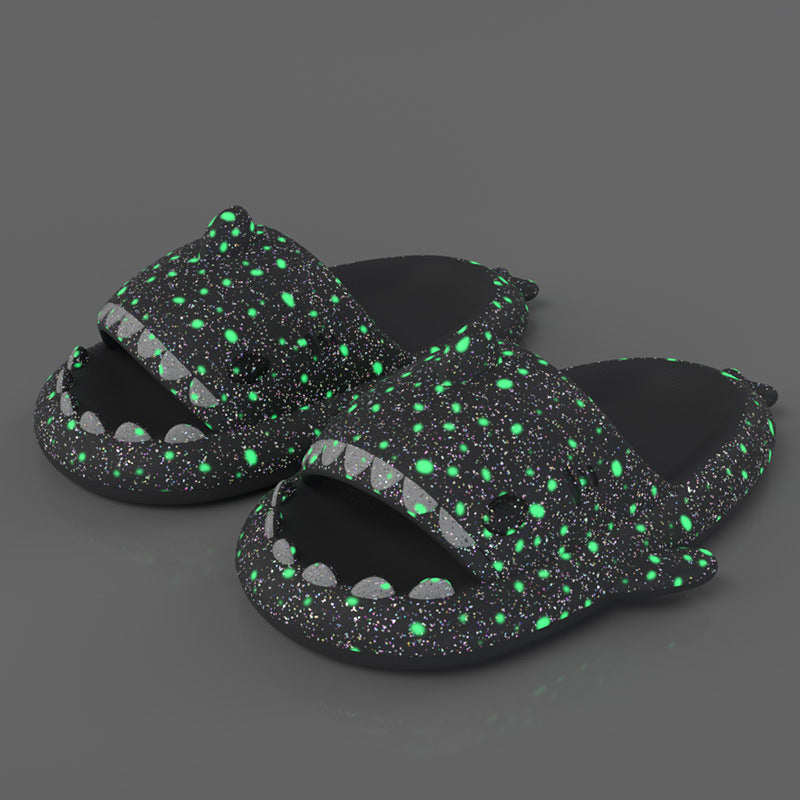 Shark Slippers With Starry Night Light Design Bathroom Slippers Couple House Shoes For Women