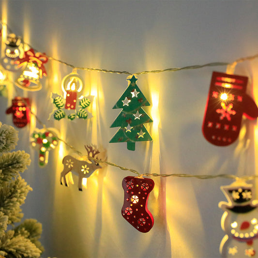 LED Battery Light String Christmas Tree Deer Christmas Stocking