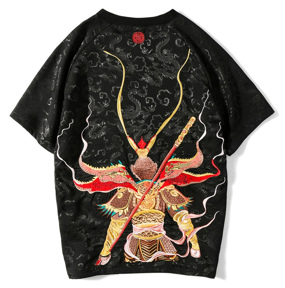 Embroidered Monkey King Retro Dragon T-shirt