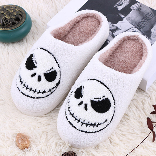 Halloween skull home slippers indoor funny non-slip home shoes winter warm bedroom slippers for women and men