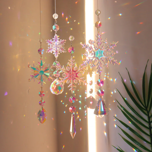 Christmas AB color snowflake crystal sun catcher