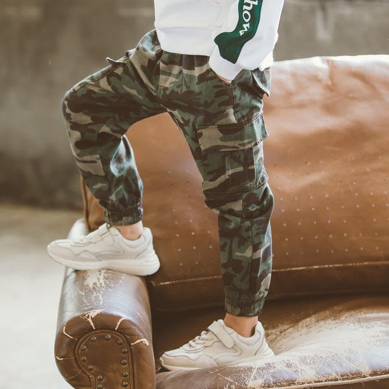 Children's sports military camouflage casual pants