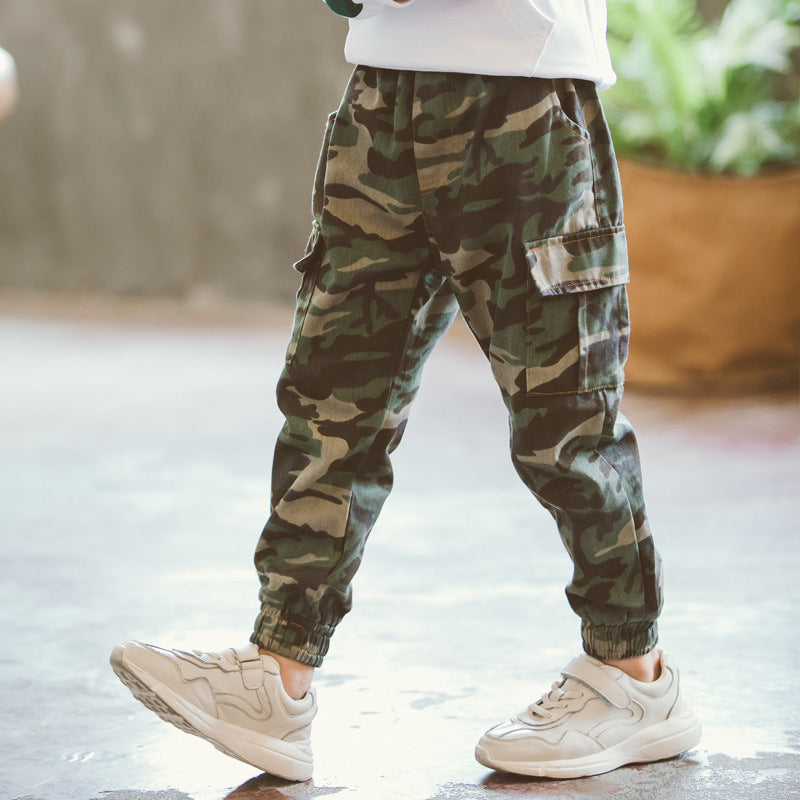 Children's sports military camouflage casual pants