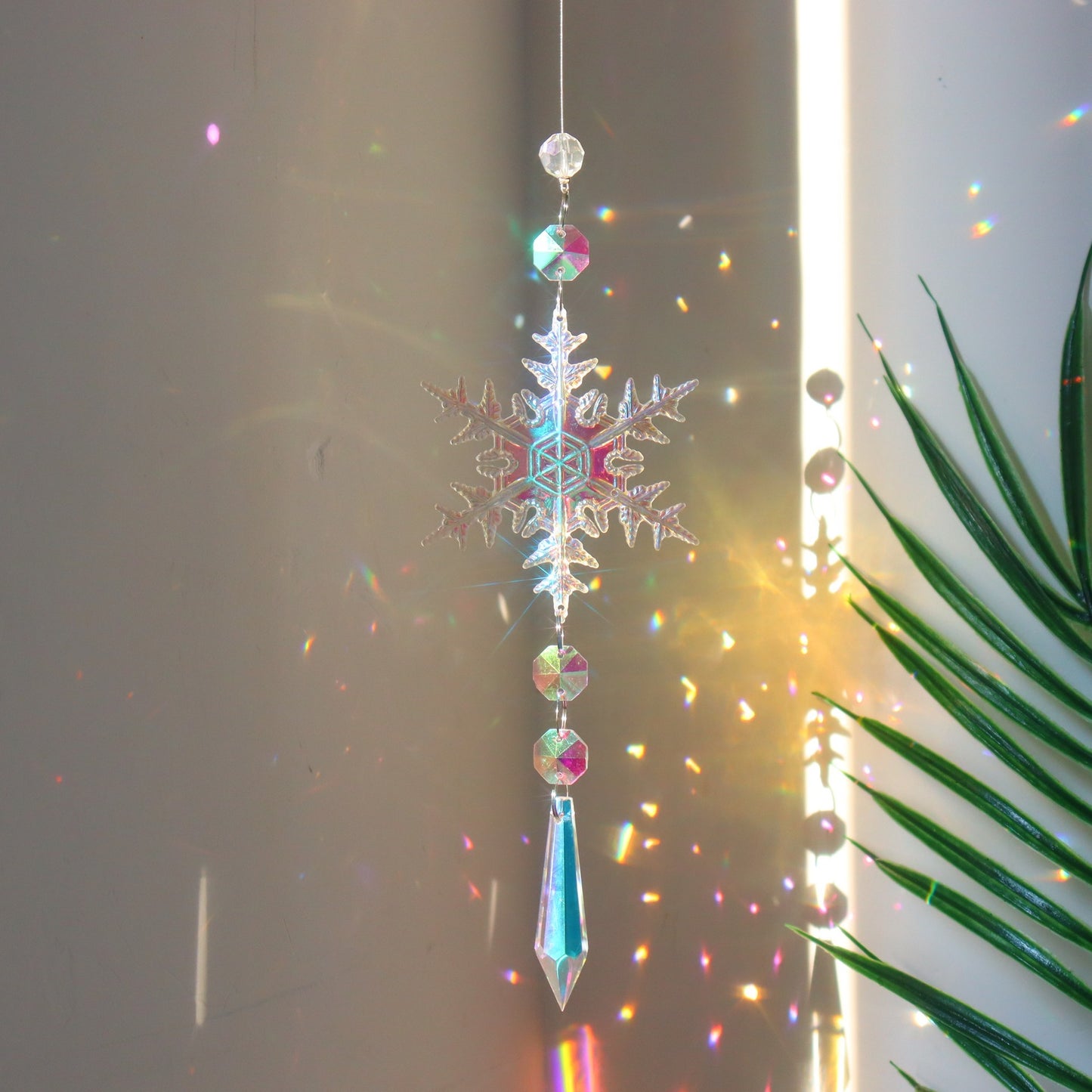 Christmas AB color snowflake crystal sun catcher