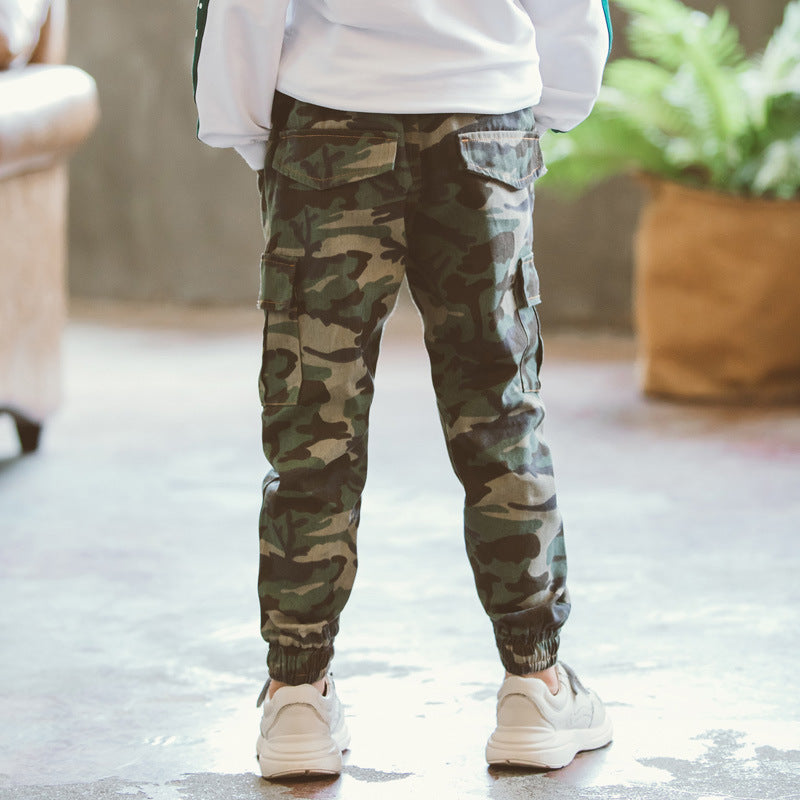 Children's sports military camouflage casual pants