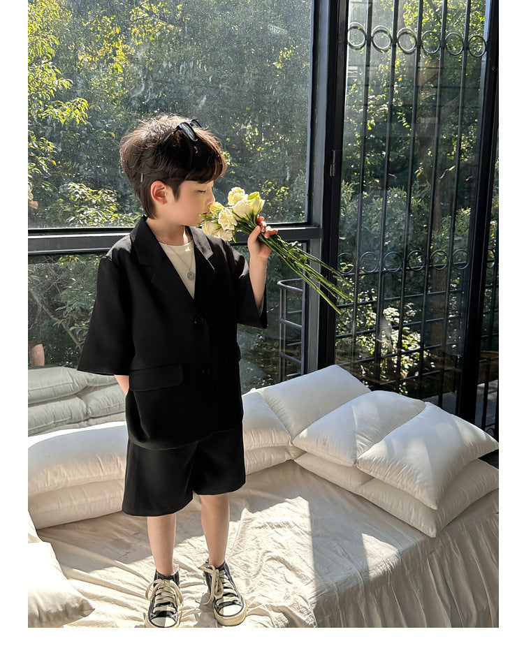 Boys Fashion Casual Short Sleeve Suit